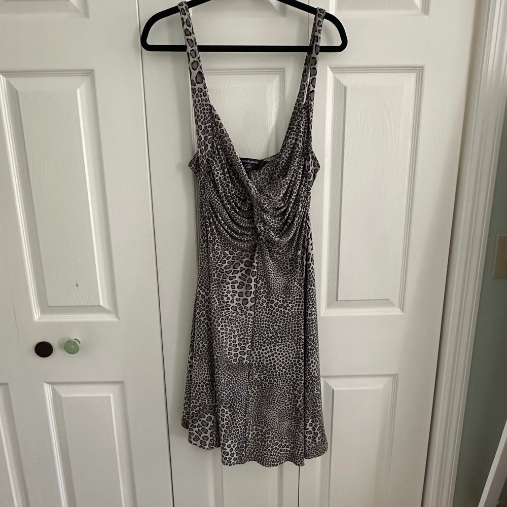 Norma Kamali Leopard Print Ruched‎ Twist Strap Mini Dress Plus Size XXL